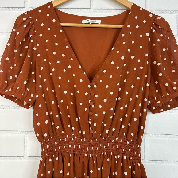 Madewell Smocked-Waist Mini Dress in Inkspot Dots size small - Picture 3 of 11